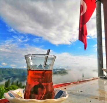 Turkish tea with the Turkish flag