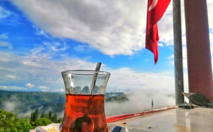 Turkish tea with the Turkish flag