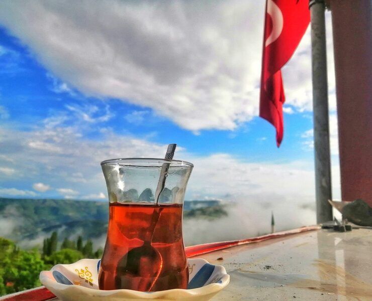 Turkish tea with the Turkish flag