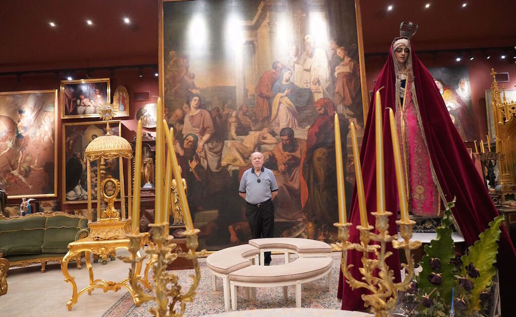 Ambassador Philippe Jones Lhuillier surrounded with religious art pieces