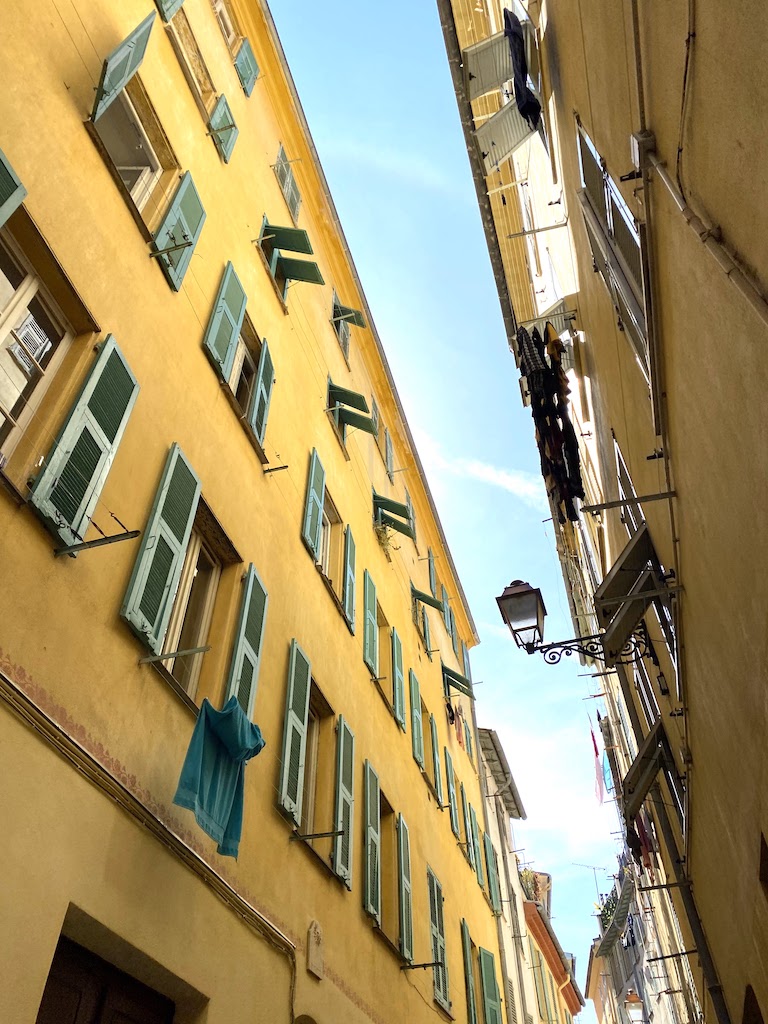 Colorful facade of Nice's buildings. Travel to Nice