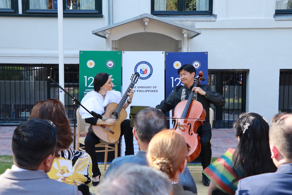 Filipino cellist Mikko Pablo and guitarist Ana Santisteban at the Philippine Embassy in the Netherlands.