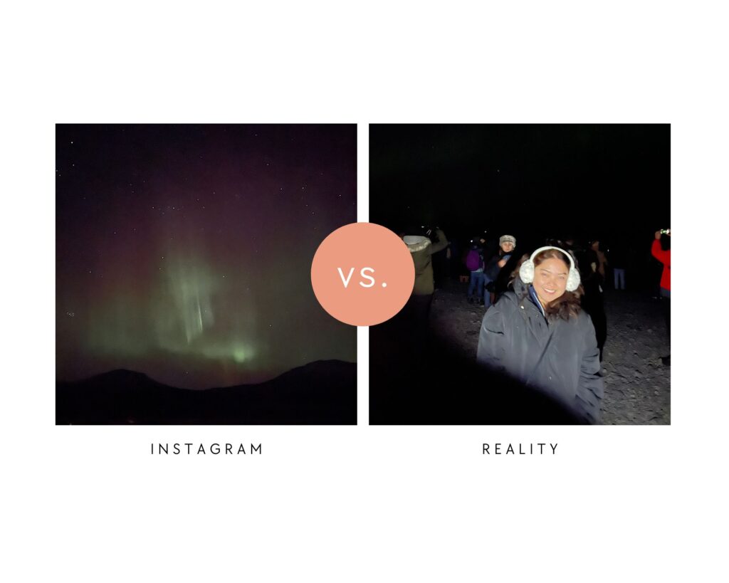 Traveling in Europe Northern Lights Iceland instagram vs reality