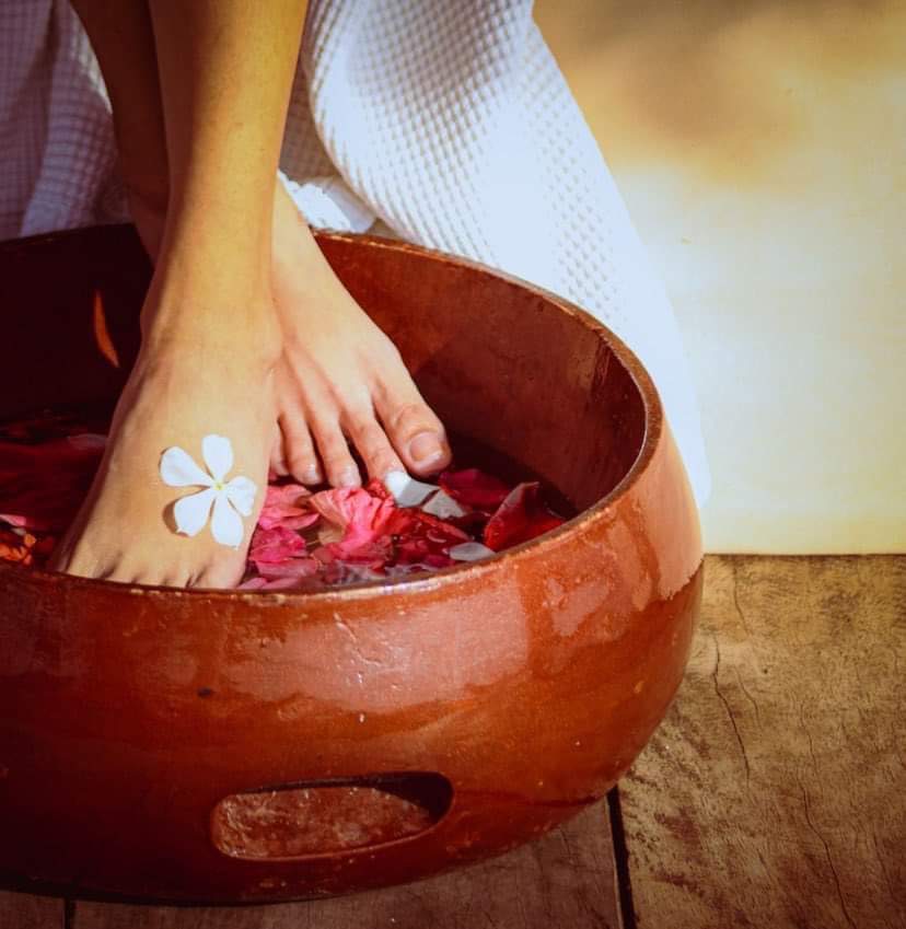 Foot spa treatment on Siargao Island, Philippines.